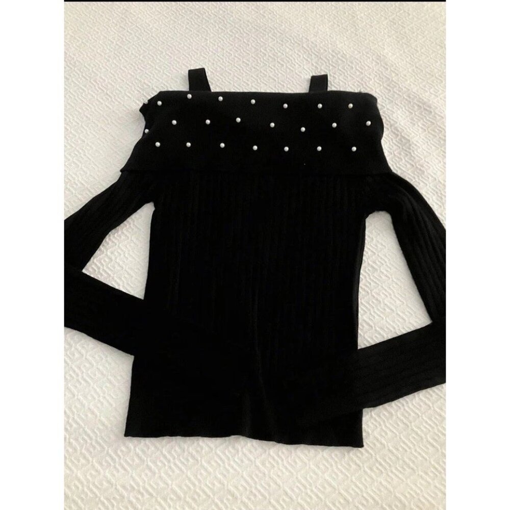 Vtg Immodel Y2K S Black Pearl Stretch Off The Shoulder